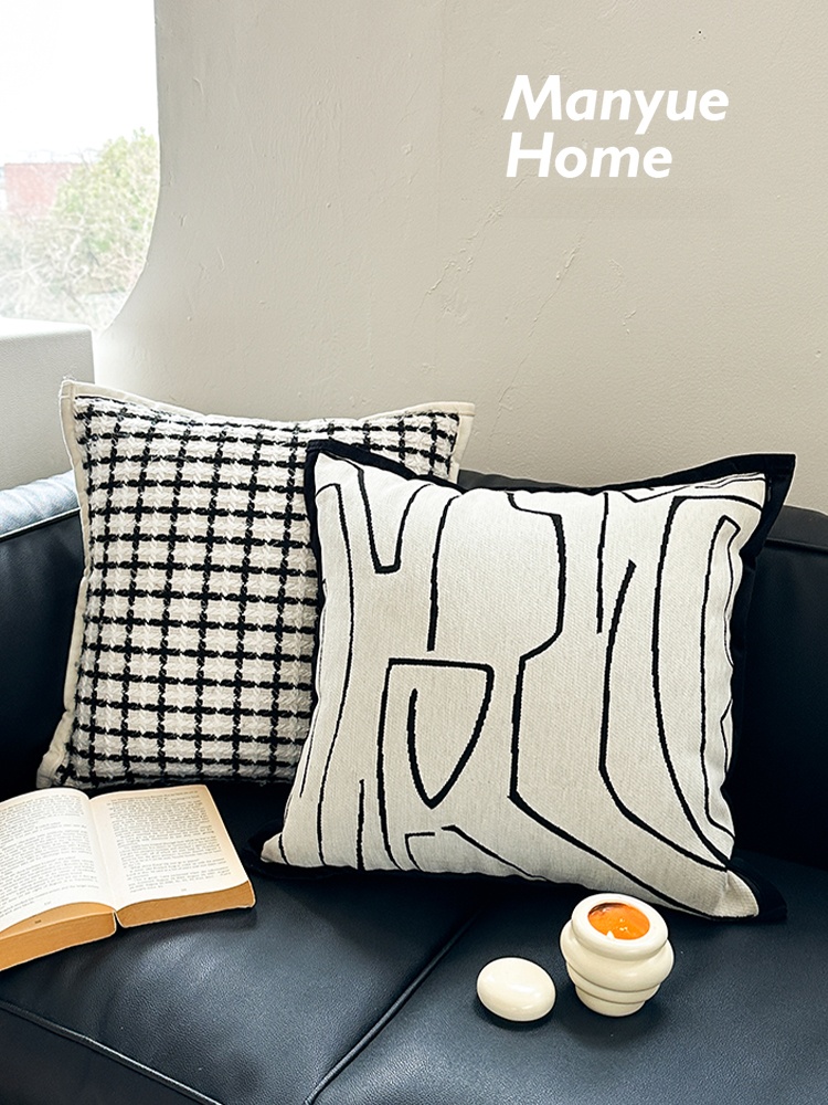 Home Fragrance French - Housse de coussin à carreaux noir