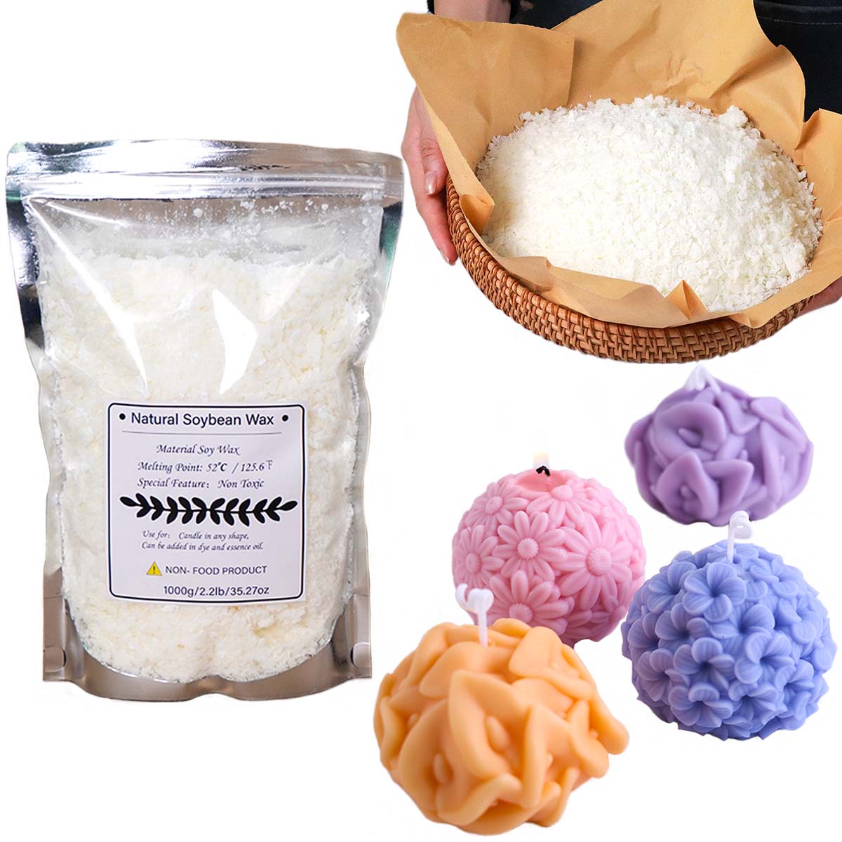 Soy Wax Flake - Flocons de cire de soja naturelle,