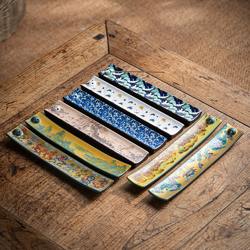 Incense Cone Holder - Nouveau Antique chinois émail céramique ligne