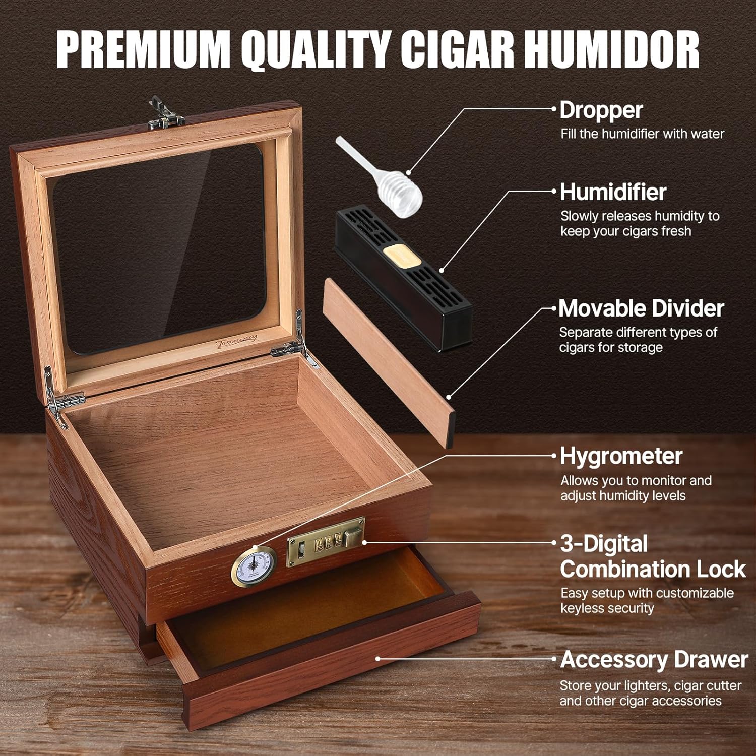 Humidor à cigares, boîte à cig - Home Fragrance Maple Walnut avis et prix