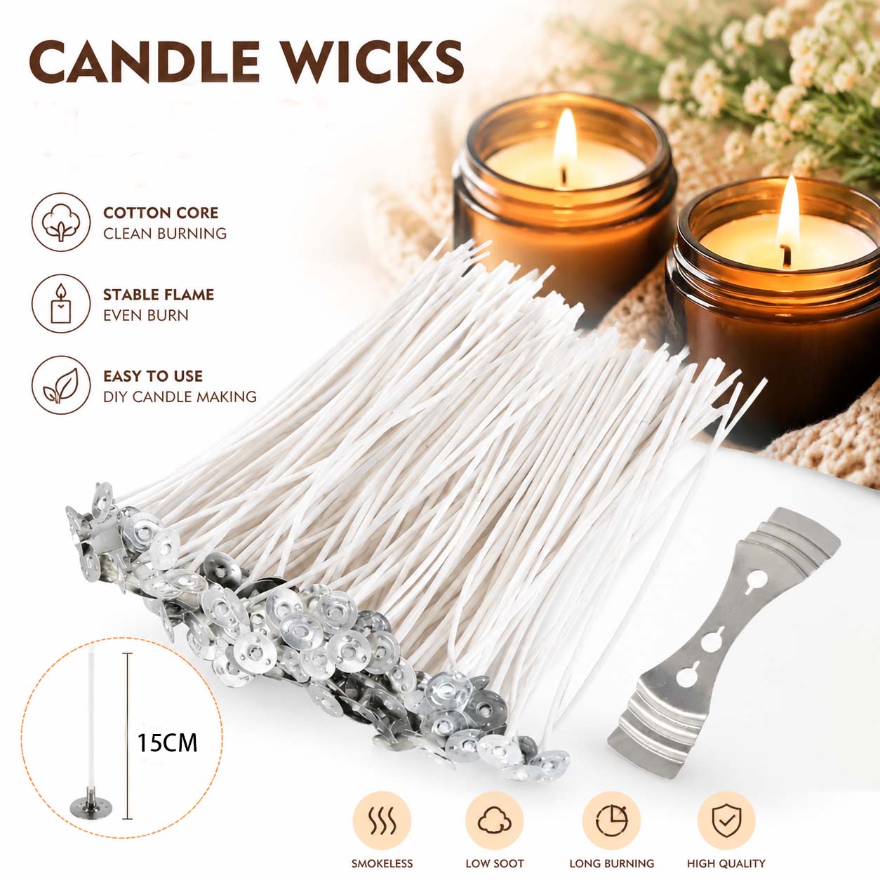 Mèches de bougies sans fumée e - Soy Wax Flake avis et prix